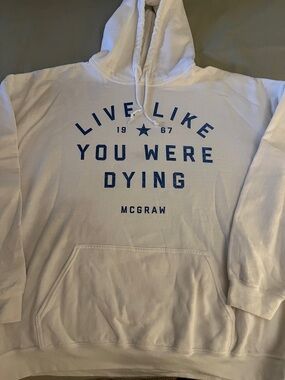 Tim McGraw White Pullover Hoodie with Logo Print